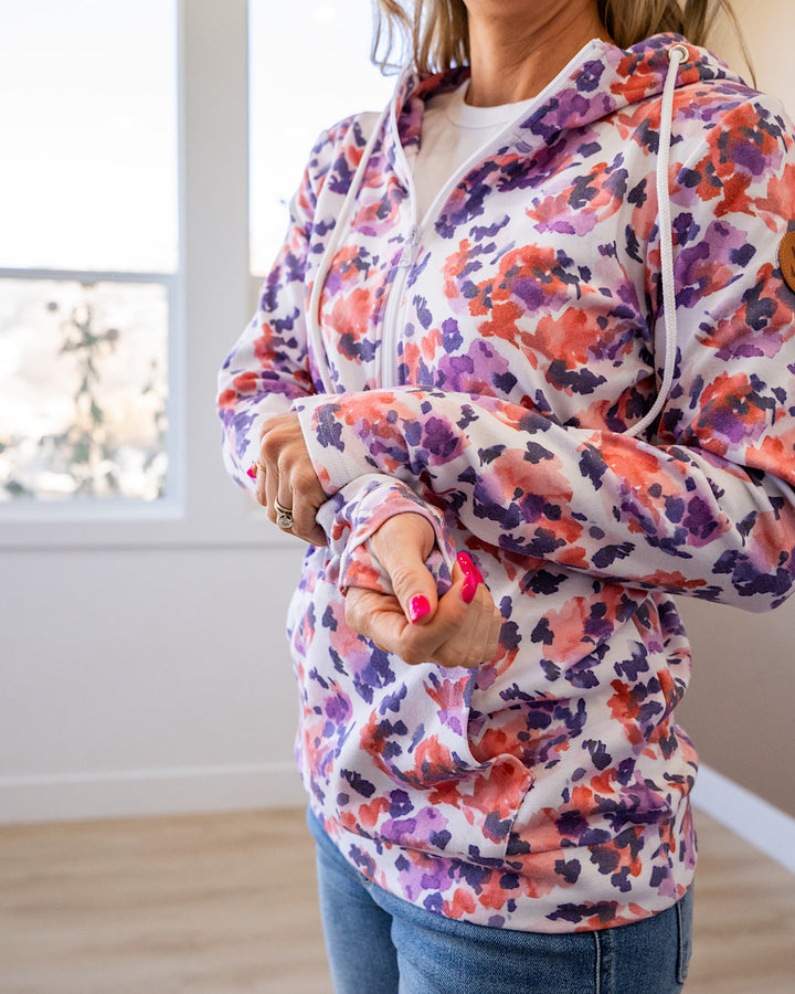 NEW! Lindsay Half Zip Hoodie - Purple Abstract