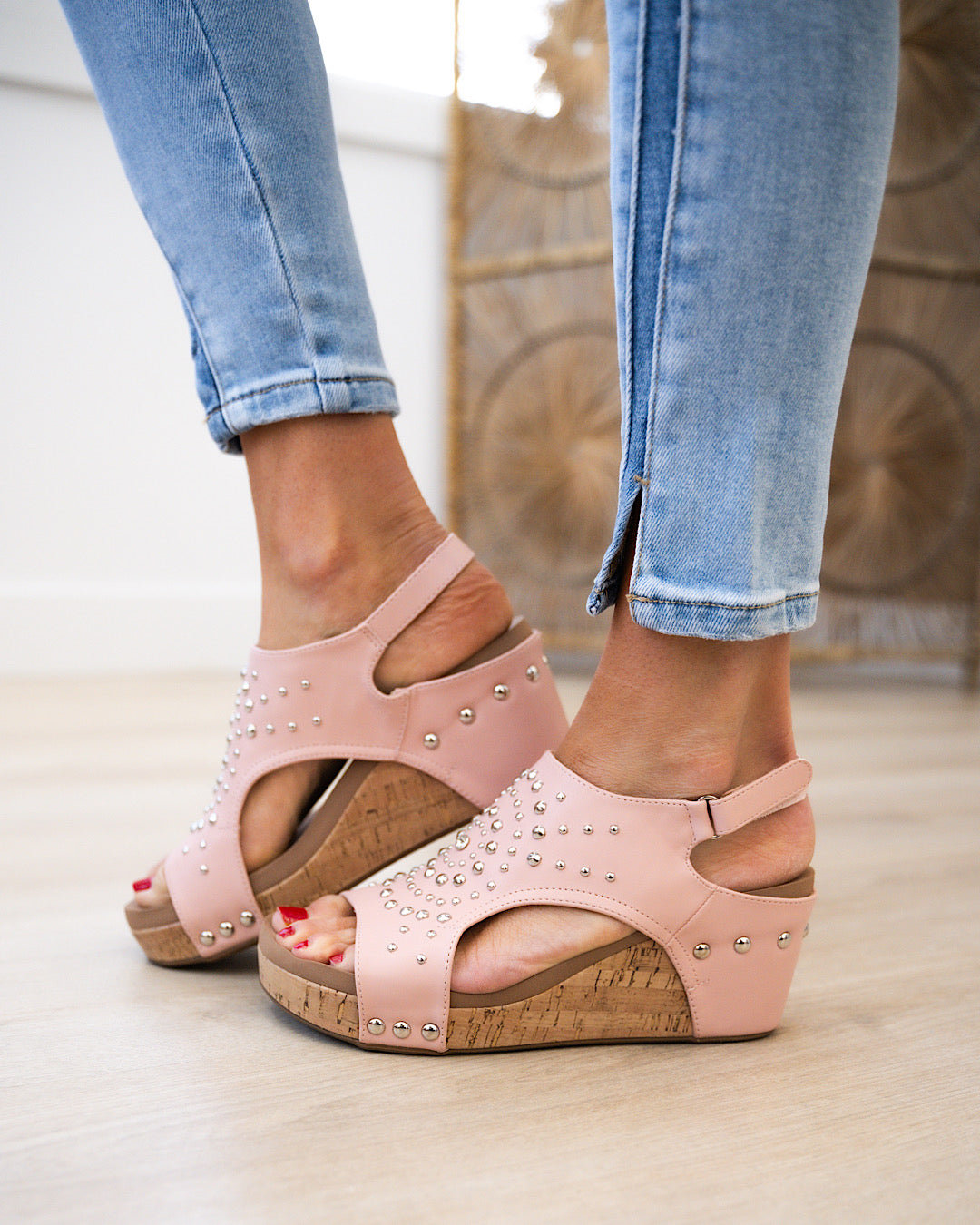 Corkys Docie Doe Wedge Sandals - Blush FINAL SALE  Corkys Footwear   