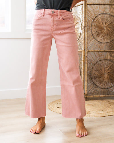 NEW! Vervet Skye Wide Leg Non Distressed Crop Jeans - Silver Pink  Vervet   