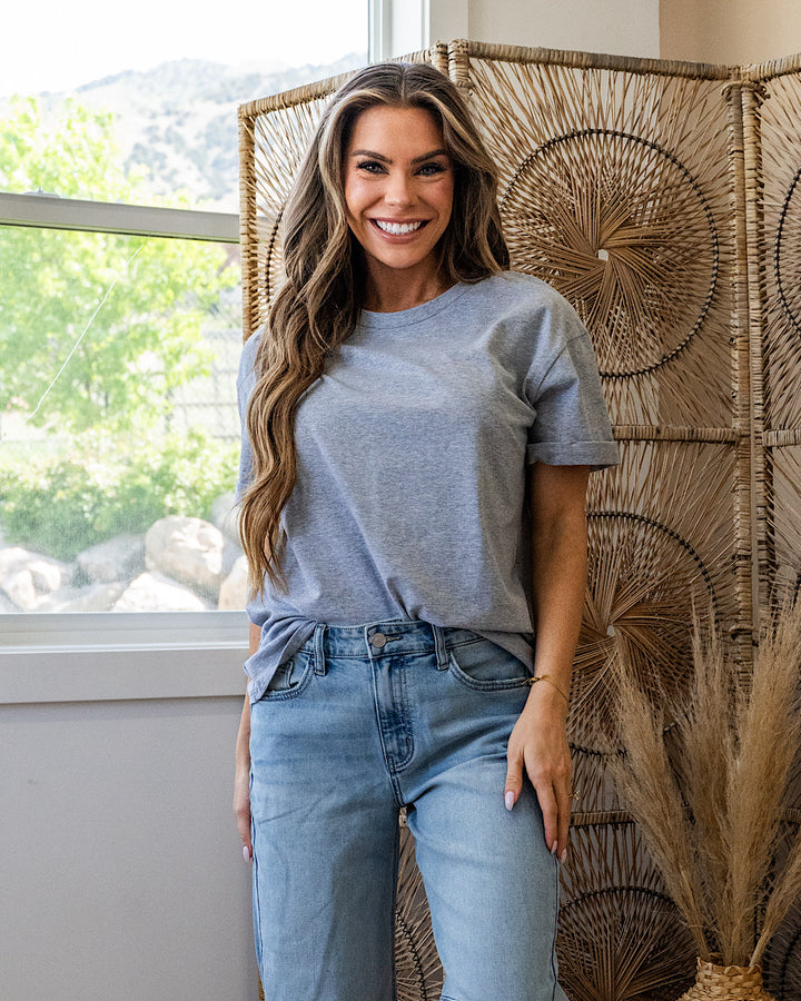 Brittany Roll Sleeve Top - Heather Gray Sew In Love