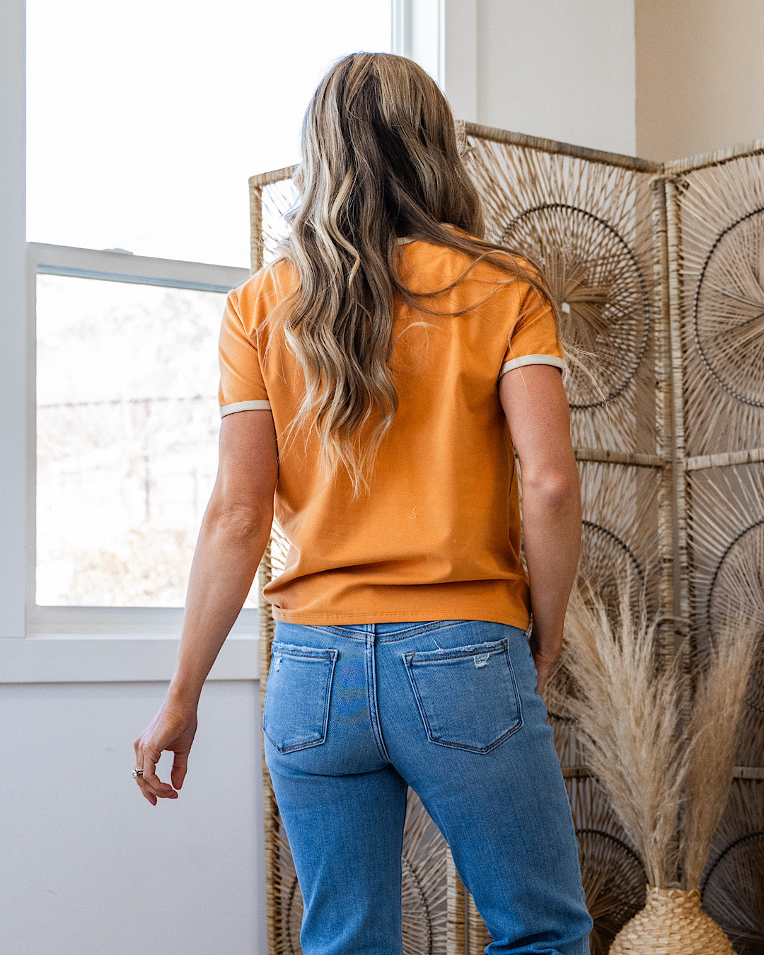 Sloane Contrast Color Knit Top - Ginger & Oat Milk Tea N Rose