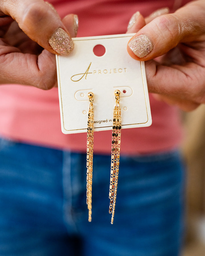 Brass Chain Dangle Earrings - Color Options Available! Trendy Wholesale Gold