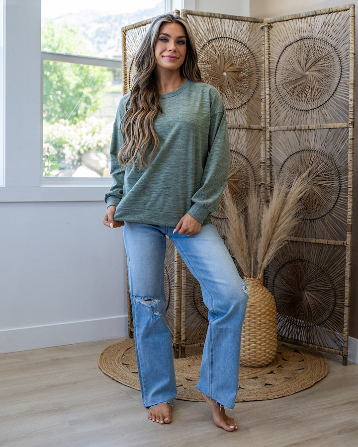 NEW! Another Life Marled Heavy Knit Top - Olive