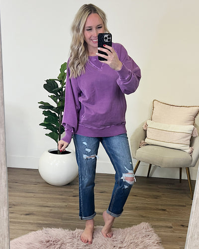 Girlfriend Crewneck Sweatshirt - Light Plum  Zenana   