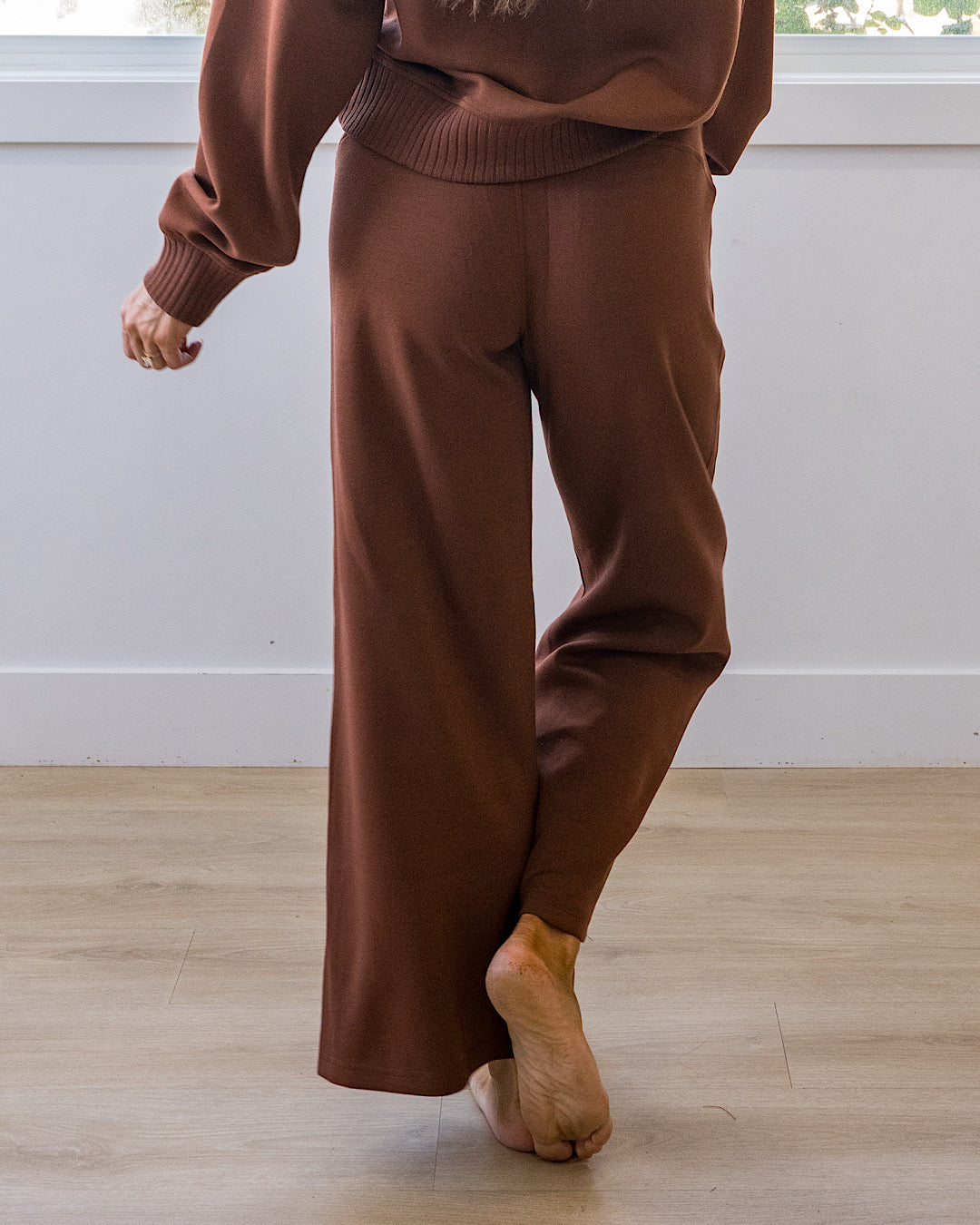 NEW! Kendall Scuba Fabric Wide Leg Pants - Chestnut Rae Mode