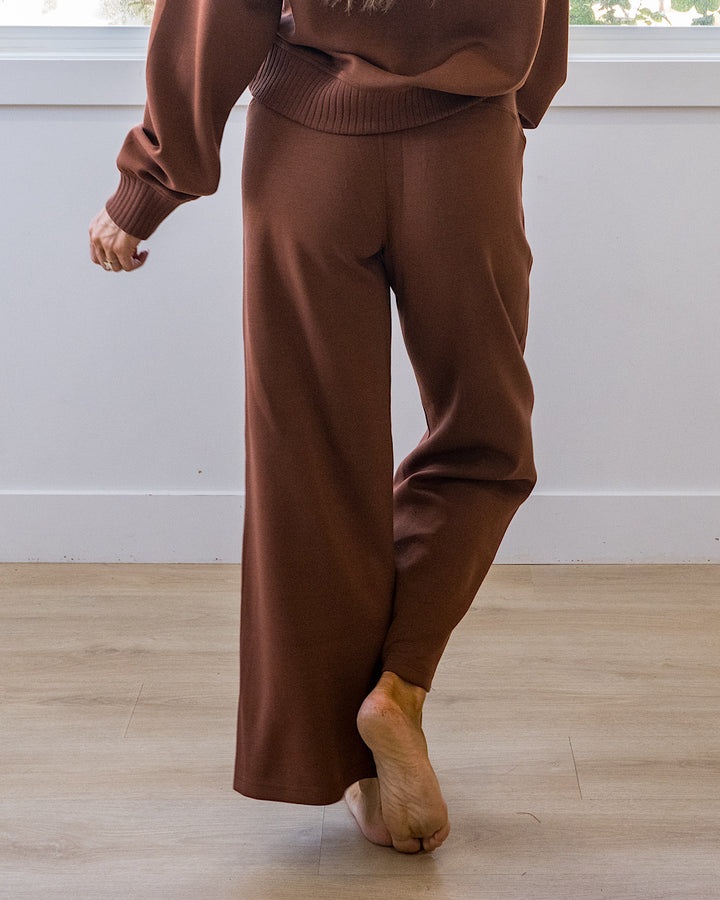 NEW! Kendall Scuba Fabric Wide Leg Pants - Chestnut Rae Mode