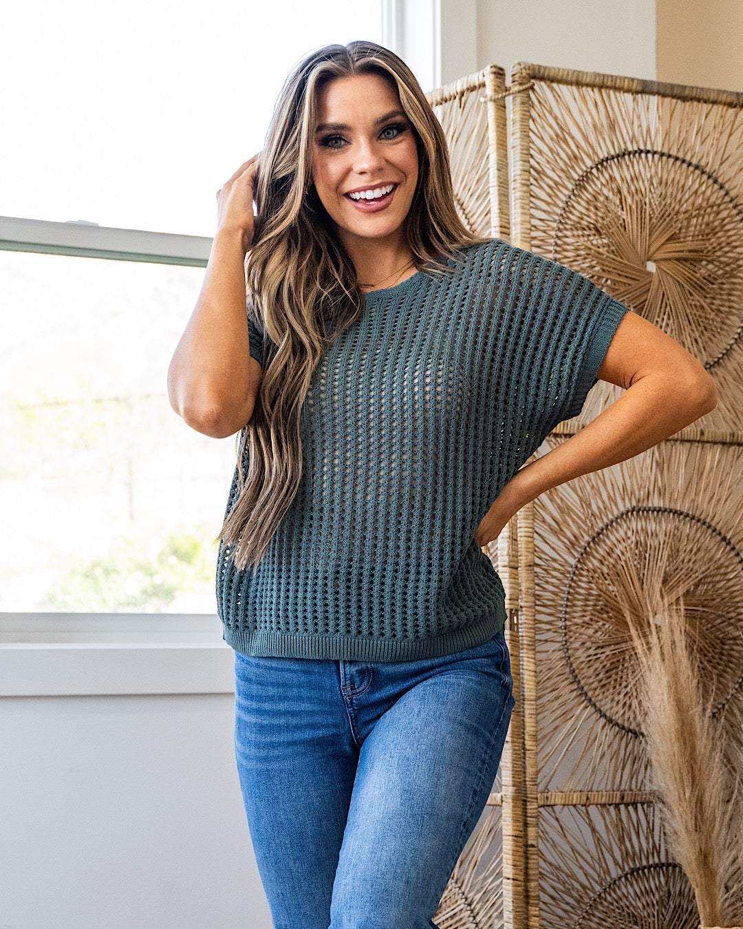 NEW! Darci Open Weave Top - Jade Zenana