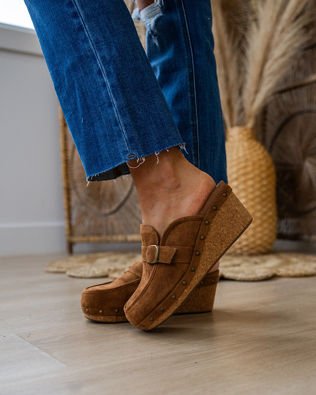 NEW! Corkys Just Precious Faux Suede Wedge Clogs - Tobacco  Corkys Footwear   