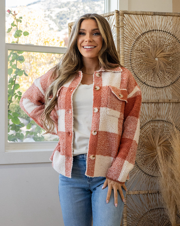 Fall Dreams Plaid Blanket Shacket - Rust