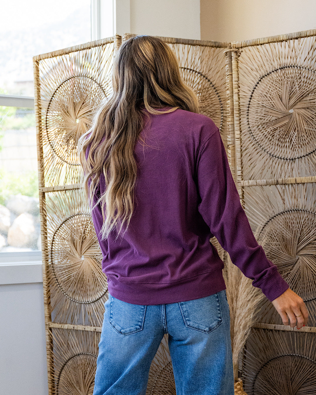 NEW! Mia Ribbed Crewneck Top - Plum Michelle Mae