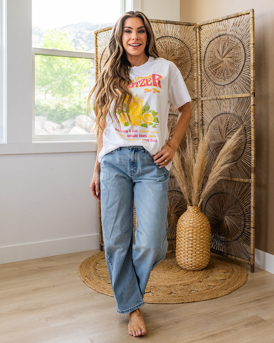 Lemon Spritzer Oversized Tee - White Tres Bien