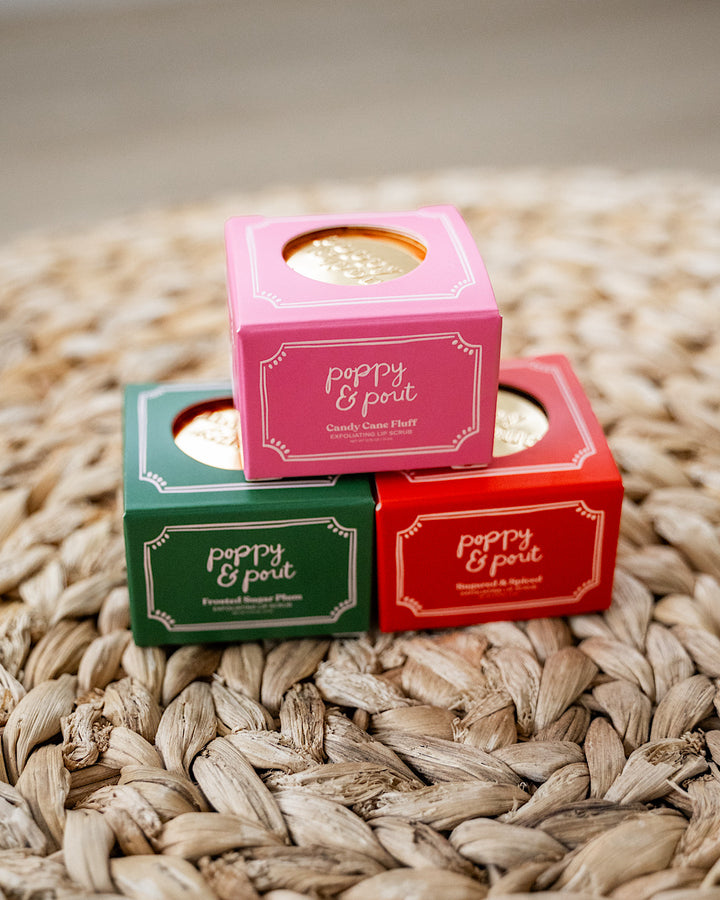 Poppy & Pout Holiday Moisturizing Lip Scrub - 3 Flavors