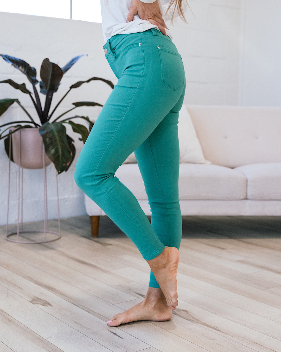 Hyperstretch Skinny Jeans - Sea Green FINAL SALE  YMI   