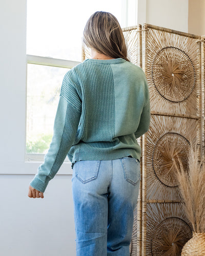 NEW! Tara Washed Pattern Block Sweater - Dark Mint  Staccato   