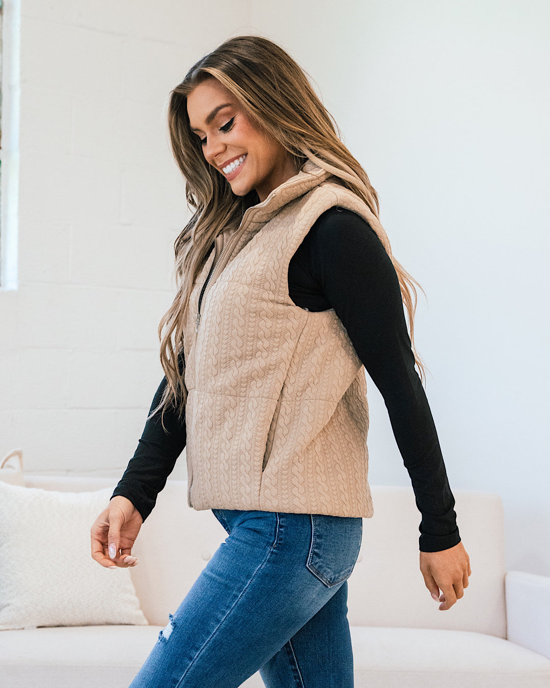 Grace Textured Knit Vest - Taupe FINAL SALE  Staccato   