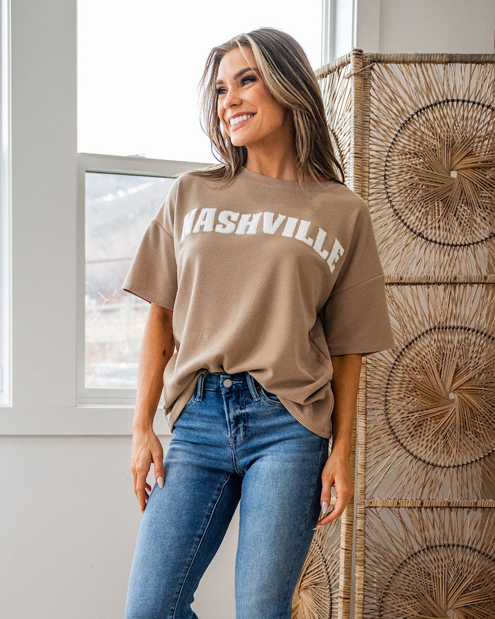 Nashville Ribbed Taupe Top Haptics