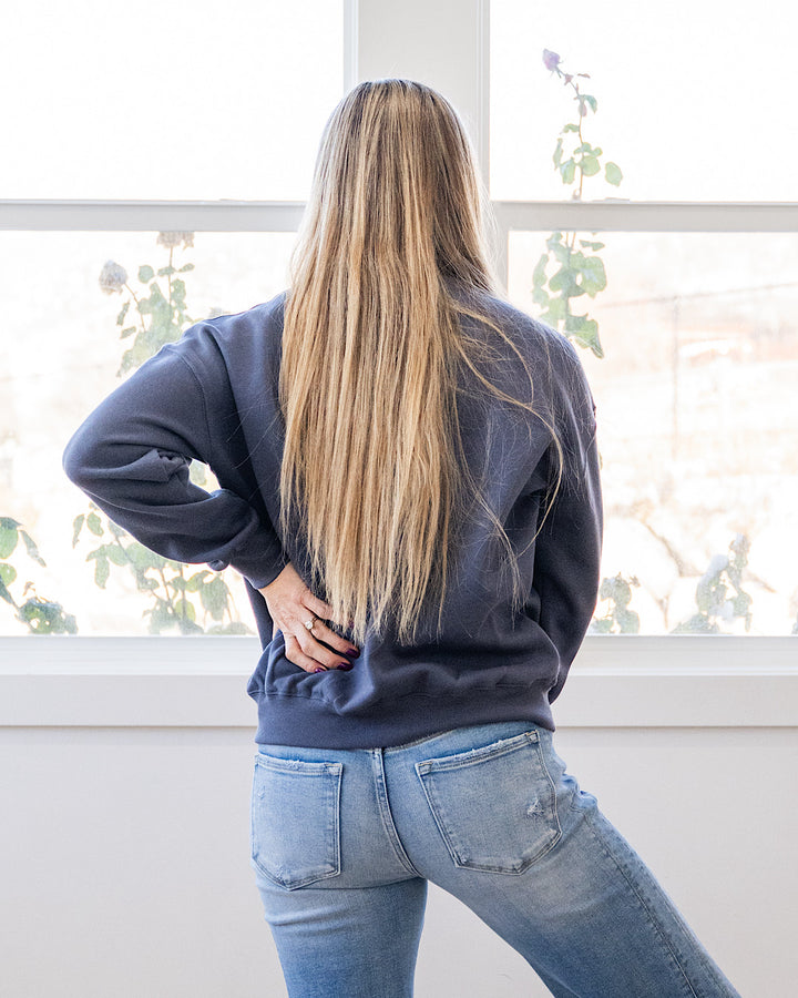 NEW! The Go To Fleece Crewneck Sweatshirt - Denim Blue Reflex