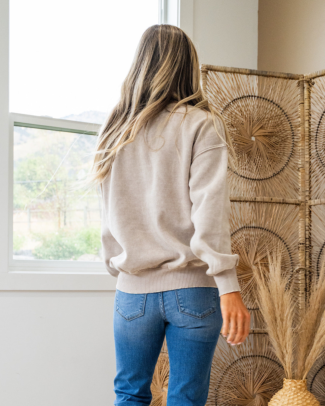 Boyfriend Crewneck Sweatshirt - Ash Mocha Zenana