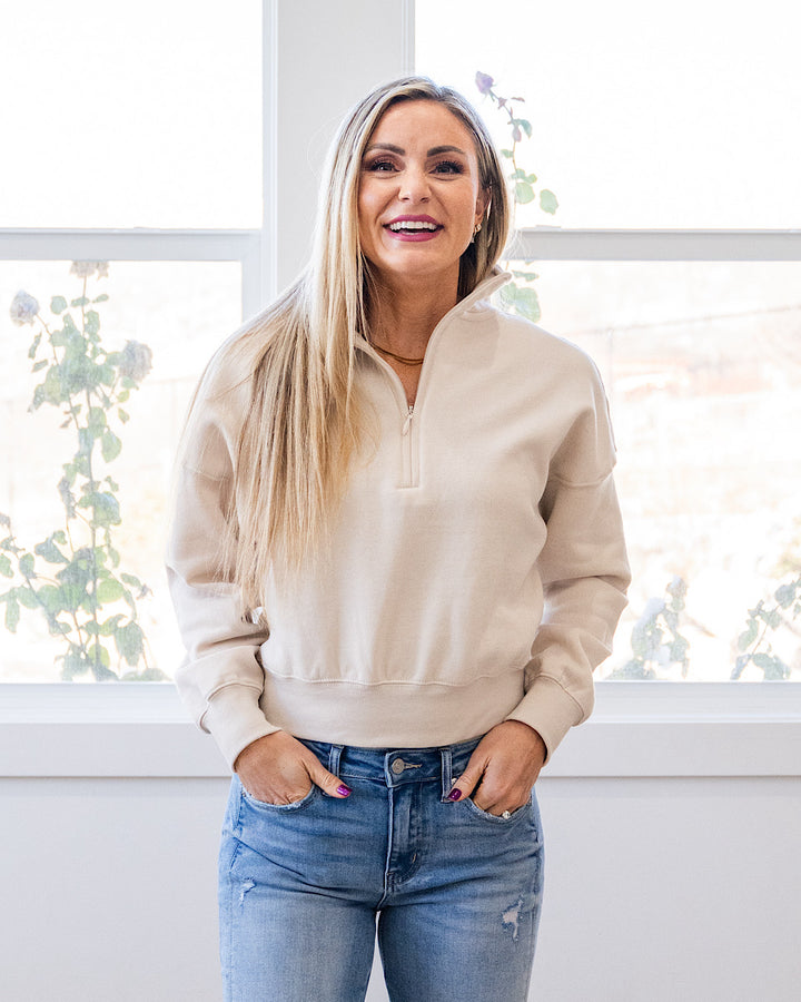 NEW! Dakota Half Zip Pullover - Beige
