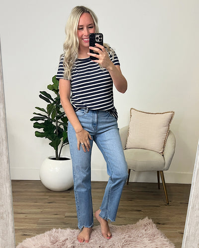 Ashton Striped Top - Navy FINAL SALE  Bombom   