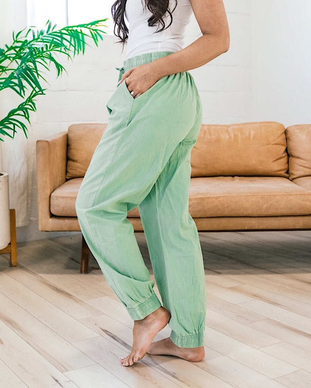 Drawstring Waist Joggers - Sage FINAL SALE  Sew In Love   