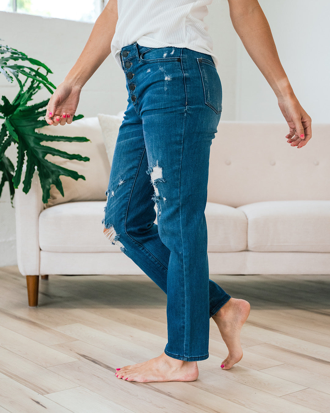 Judy Blue Darby Button Up Boyfriend Jeans  Judy Blue   