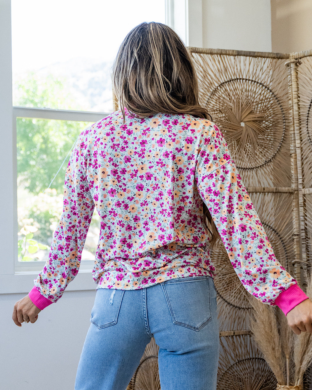 NEW! Clarissa Floral Knit Top - Mint & Fuchsia