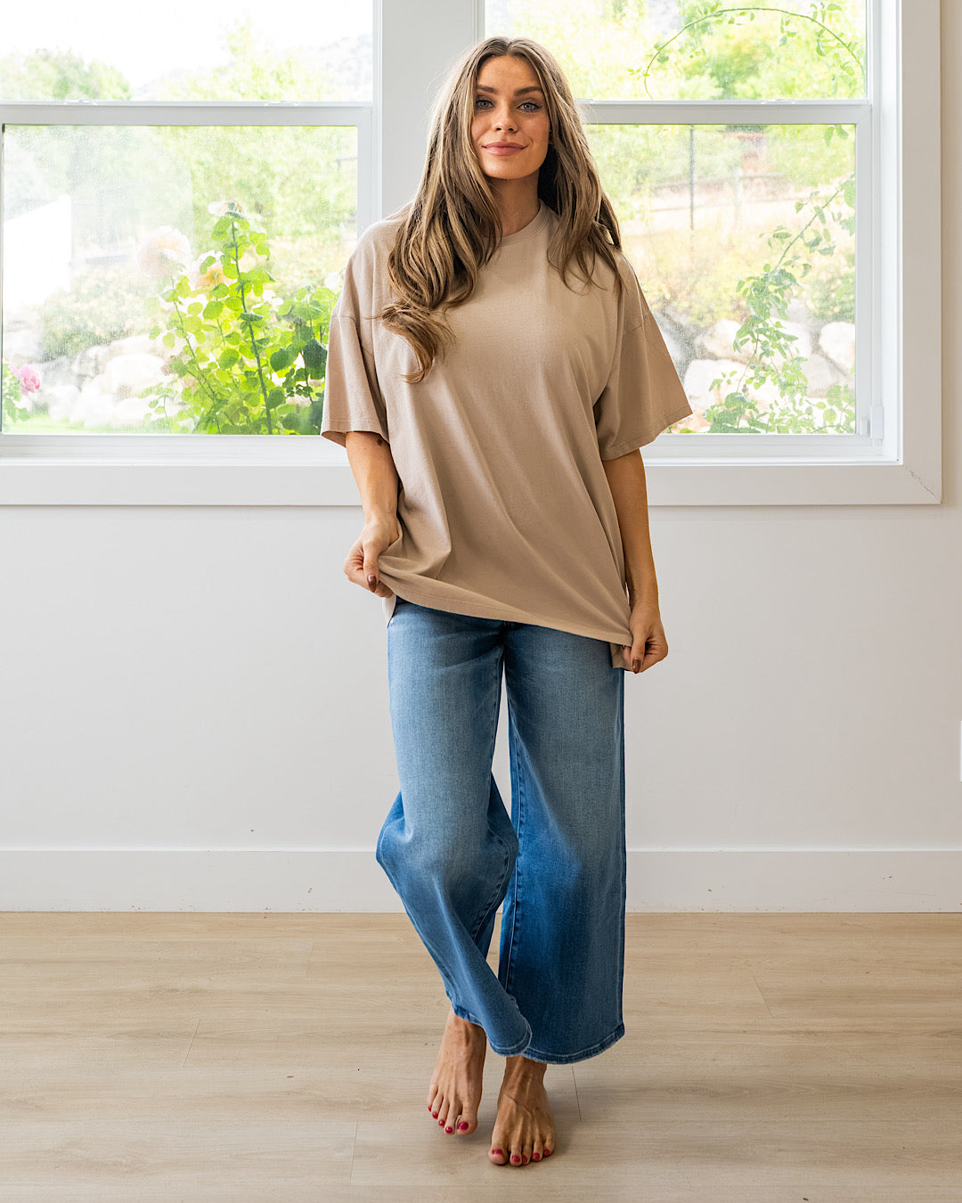 NEW! Oversized Mineral Wash Tee - Dark Taupe