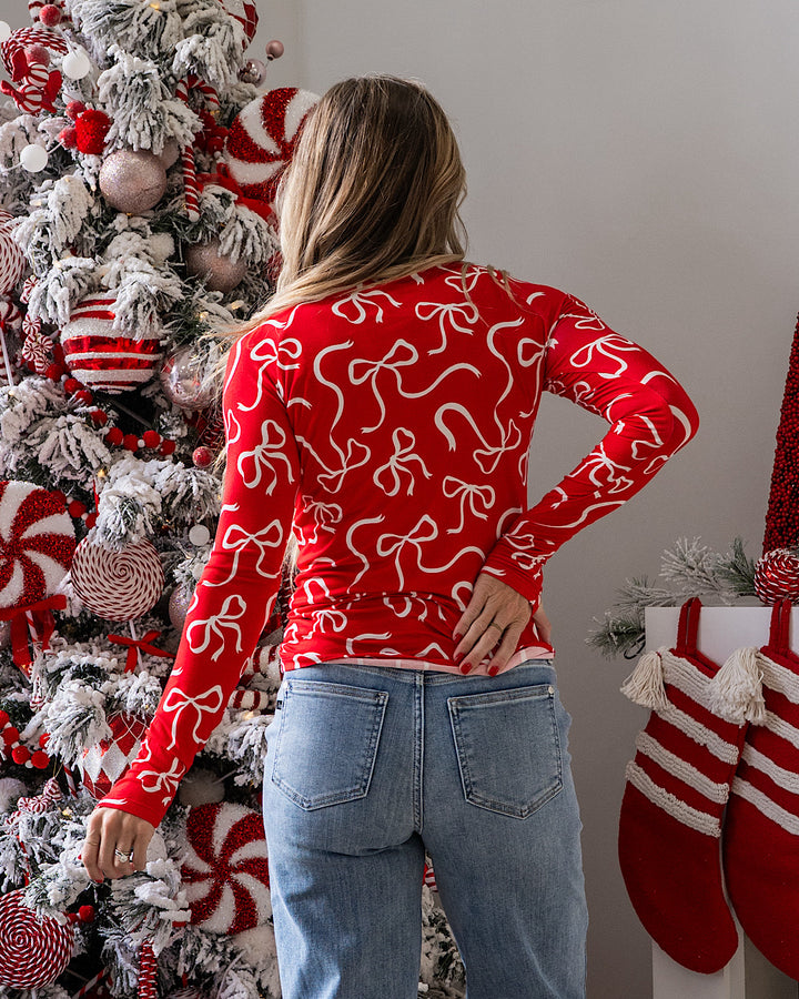 NEW! Blair Long Sleeve Top - Red Ribbons