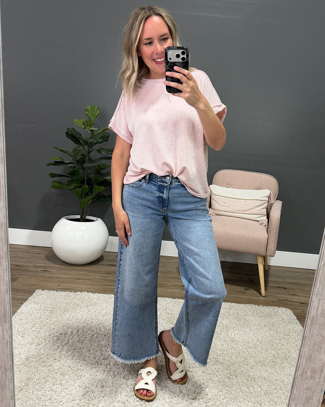 NEW! Gabby Contrast Corded Top - Pink