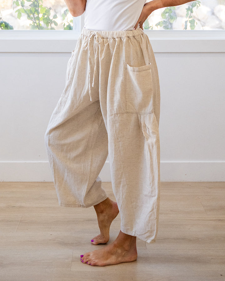 NEW! Sonya Wide Leg Linen Pants - Natural Cotierra