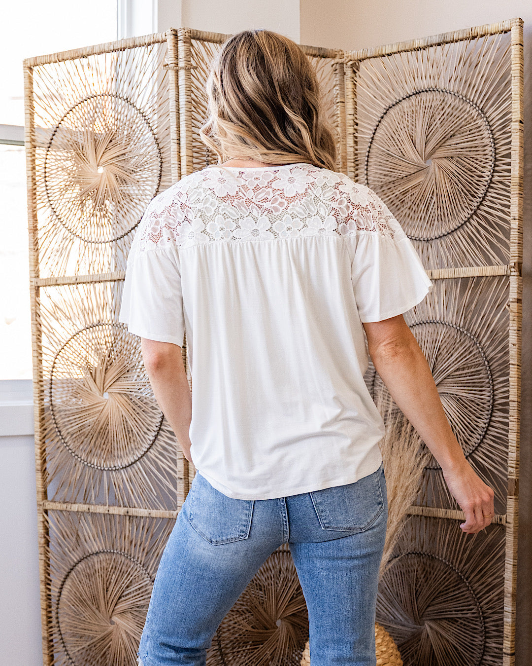 Carissa Tie Neck Lace Top - White PS Kate