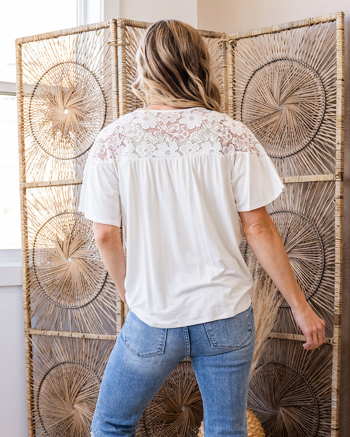Carissa Tie Neck Lace Top - White PS Kate