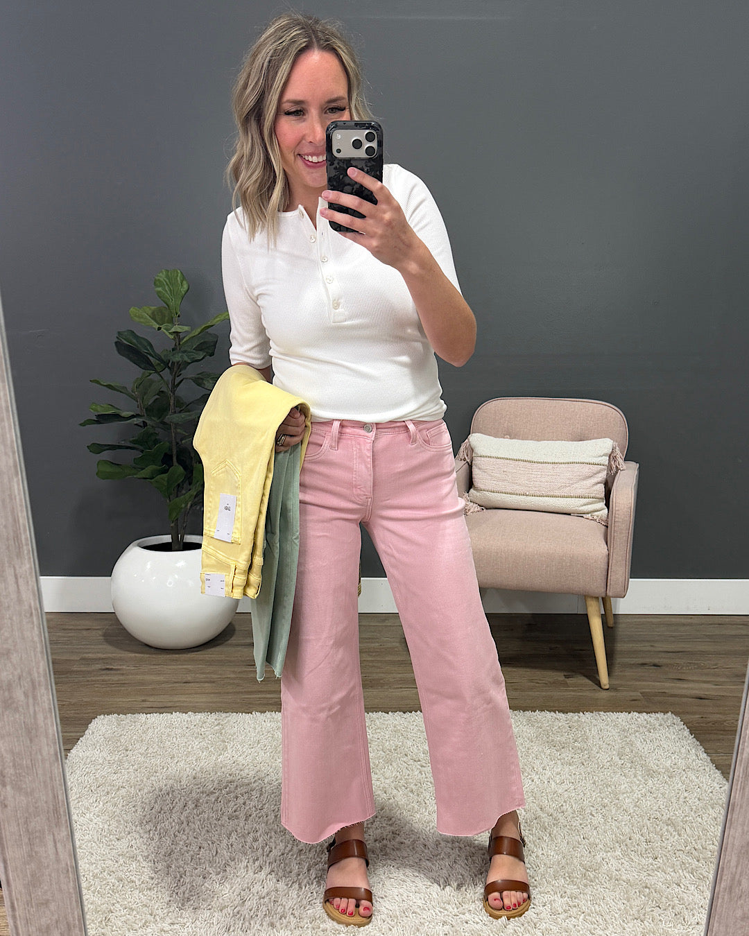 NEW! Vervet Skye Wide Leg Non Distressed Crop Jeans - Baby Yellow
