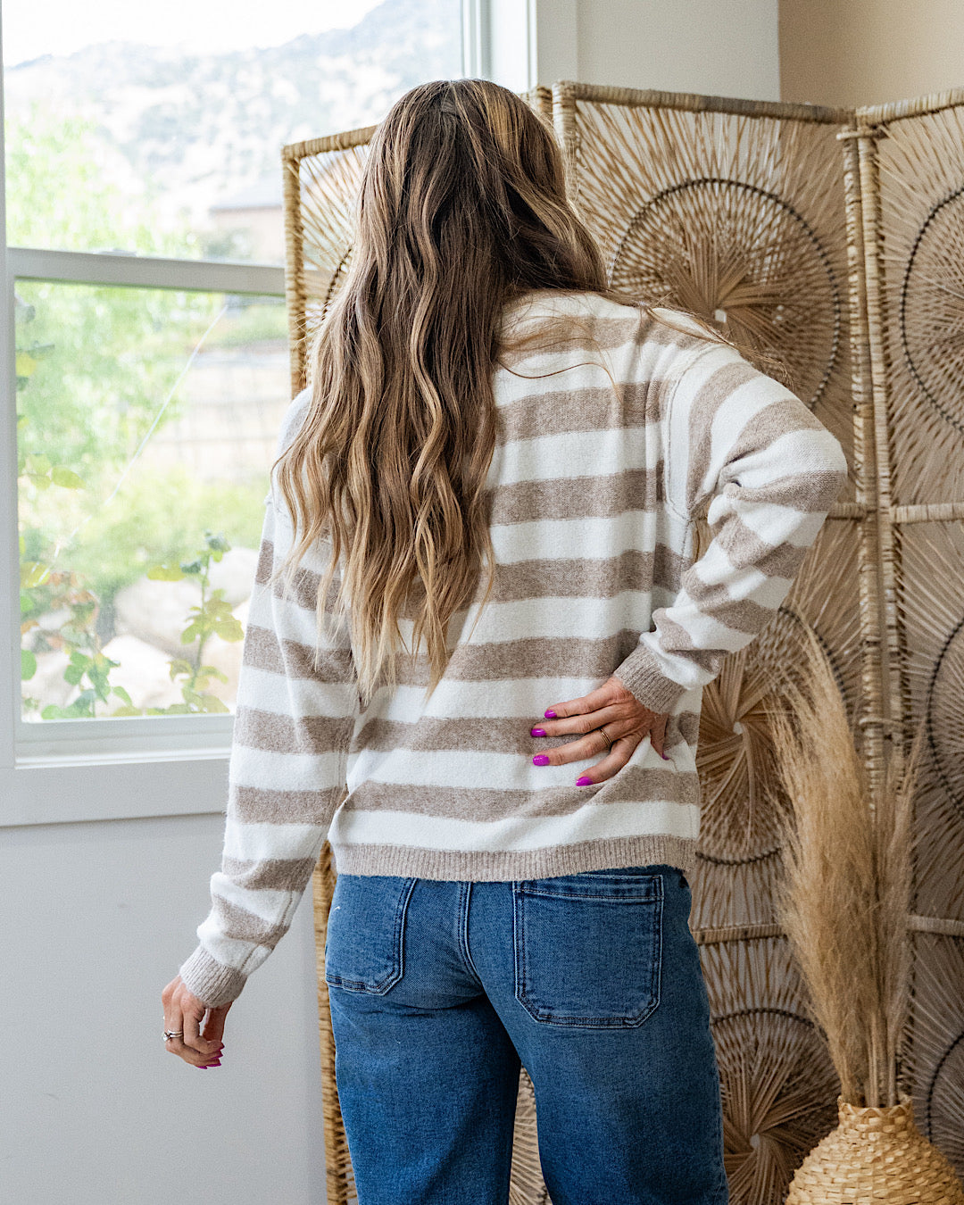 NEW! Shari Striped Pullover Sweater - Taupe Staccato