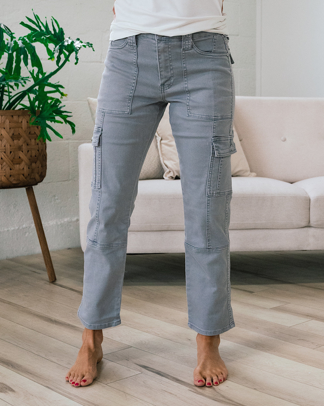 KanCan Avery Straight Leg Cargo Jeans - Gray  KanCan   