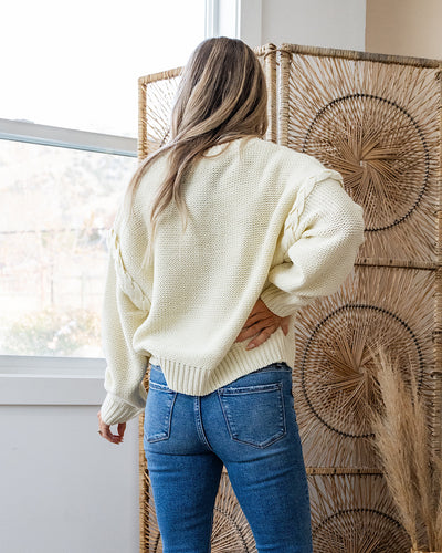 NEW! Madison Cable Knit Braided Detail Sweater - Cream Heyson