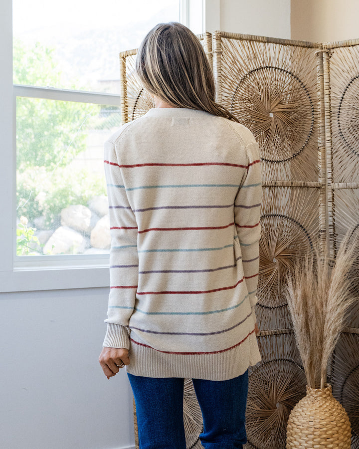NEW! Debbie Striped Open Front Cardigan - Vanilla Be Cool