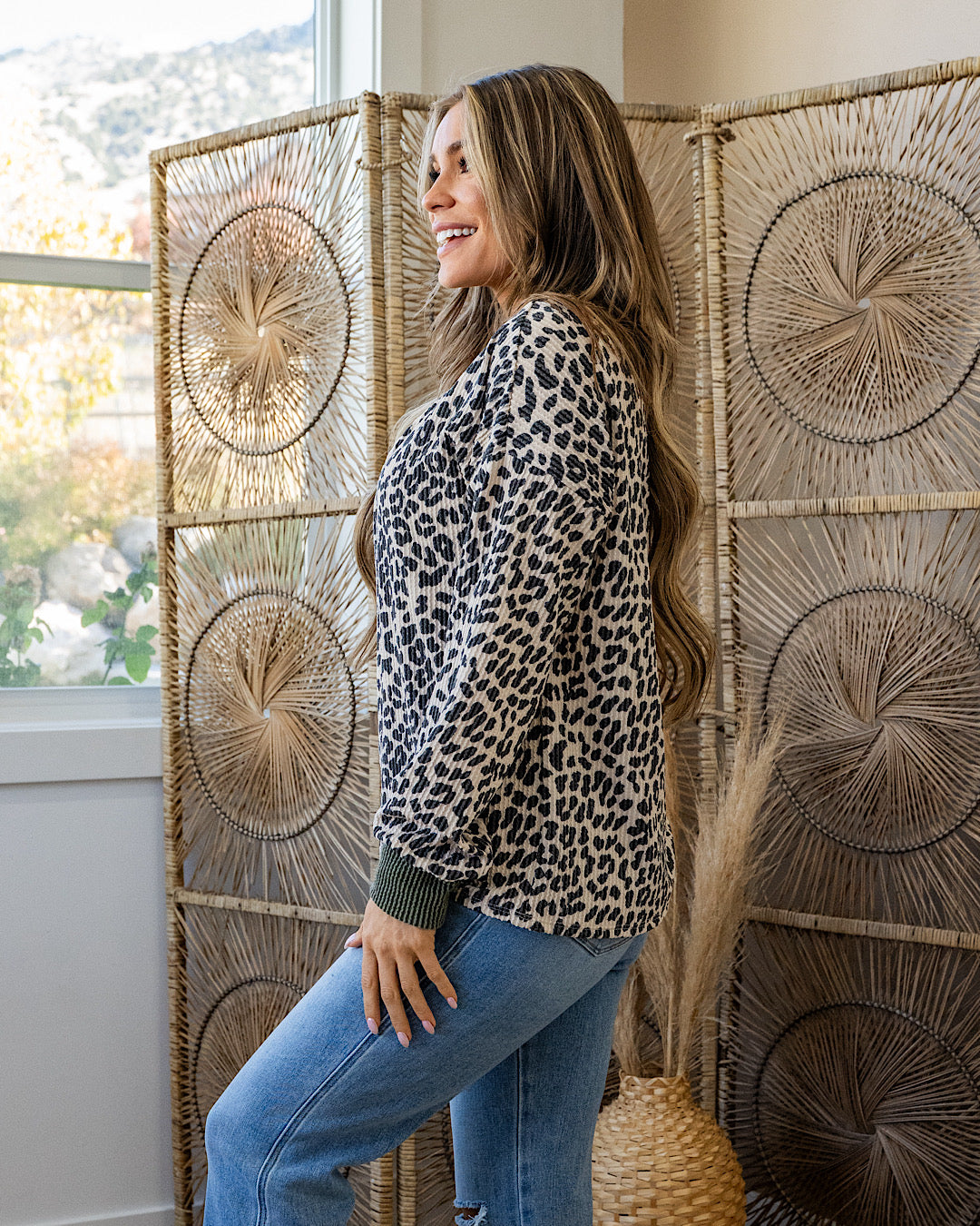 NEW! Jacey Leopard Corded Top - Olive 7th Ray