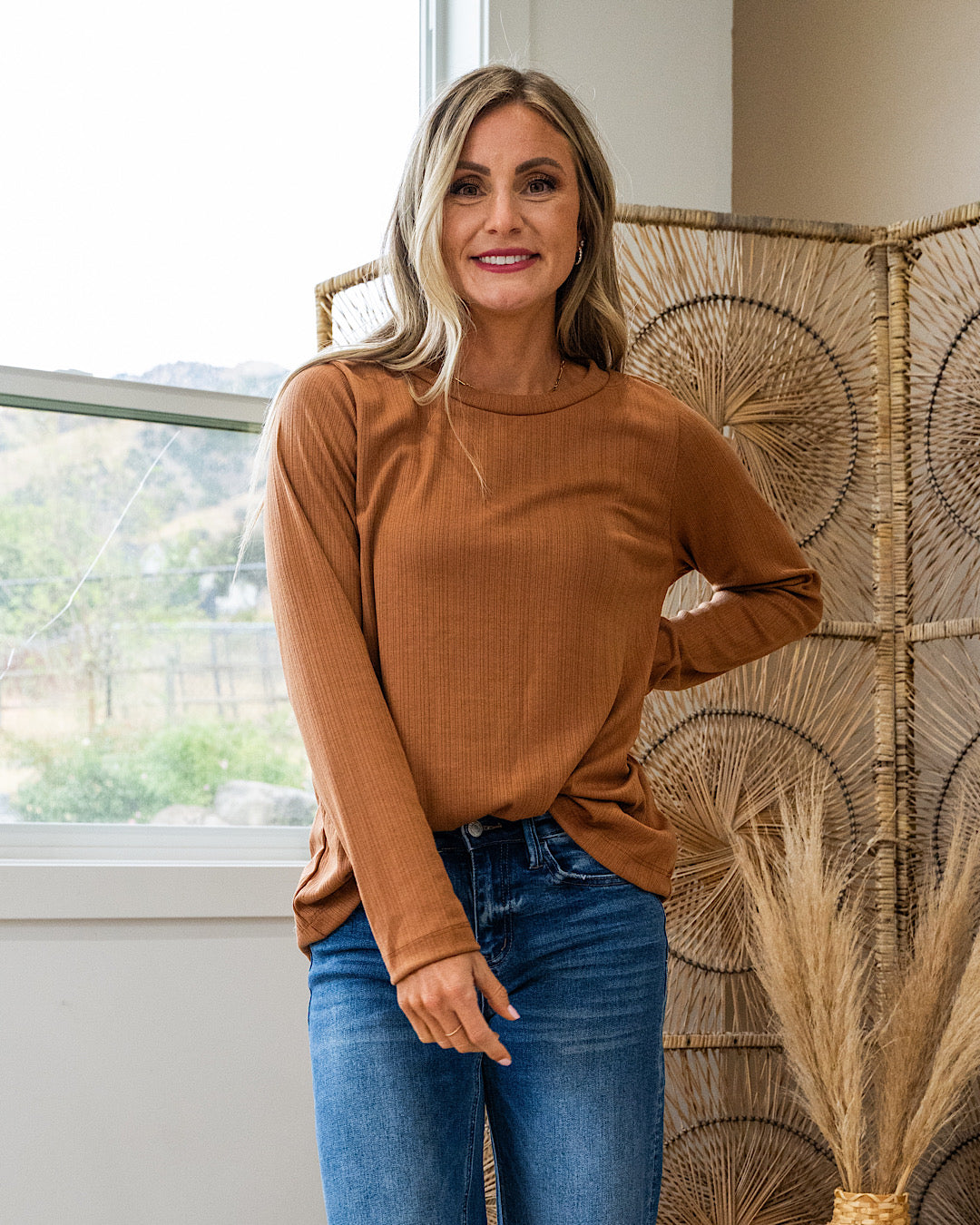 Jessica Textured Crewneck Top - Butterscotch Sew In Love