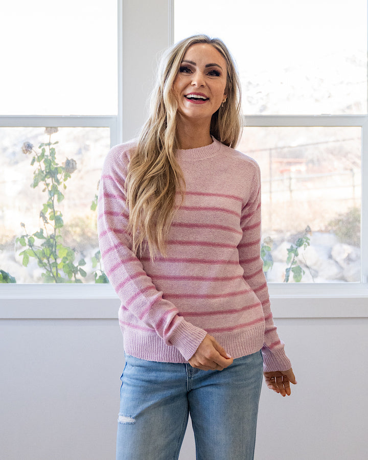 NEW! Angelina Striped Sweater - Pink Staccato