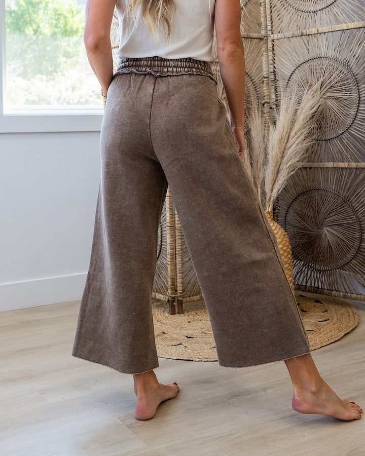 NEW! Cropped Wide Leg Comfy Pants - Mocha Zenana