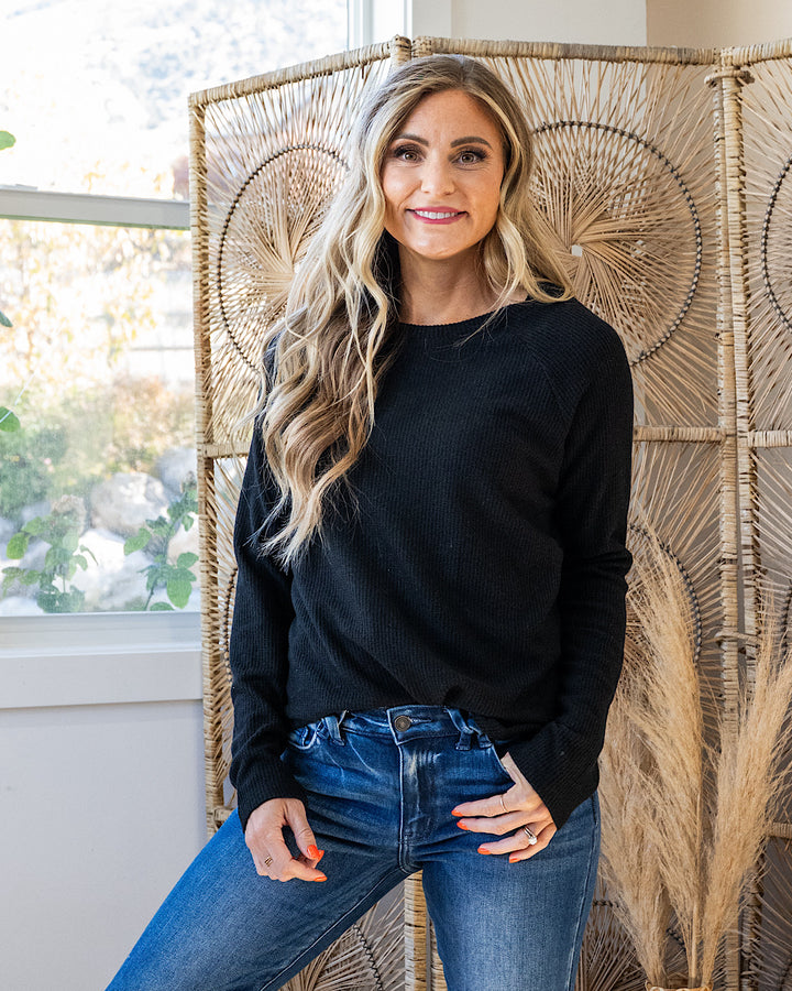 Julia Waffle Brushed Knit Top - Color Options Available! Hyfve Black