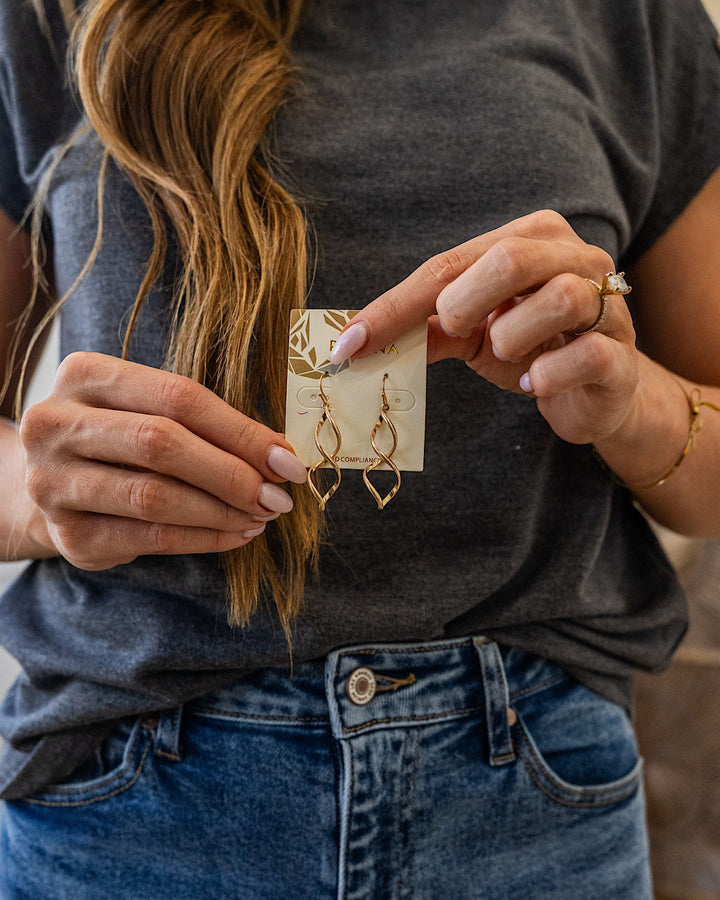 NEW! Spiral Drop Dangle Earrings - Gold Trendy Wholesale