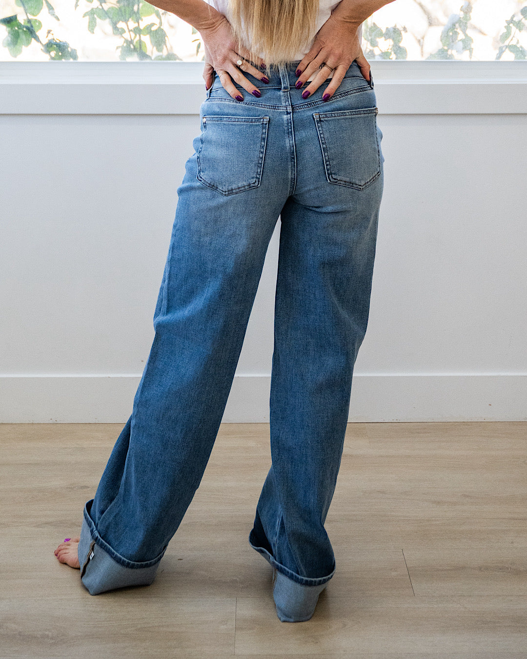 NEW! Judy Blue Eliza Folded Waist Cuffed Straight Jeans