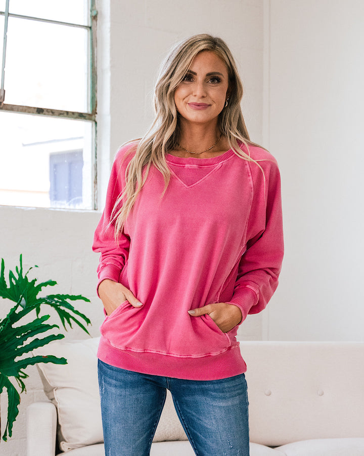 Girlfriend Crewneck Sweatshirt - Fuchsia Zenana