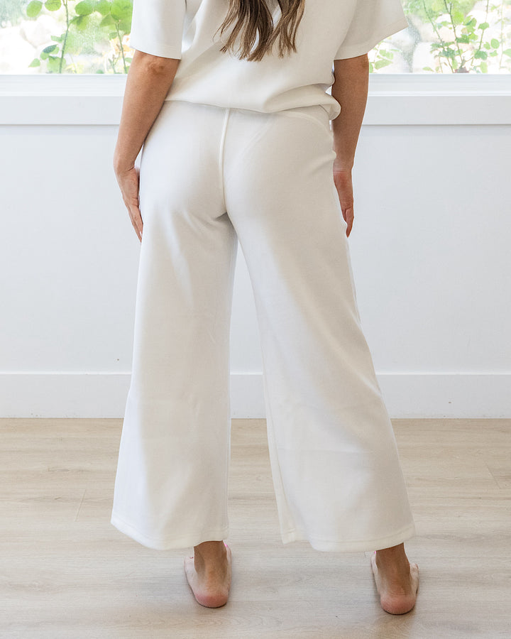 NEW! Kendall Scuba Fabric Wide Leg Pants - Cream