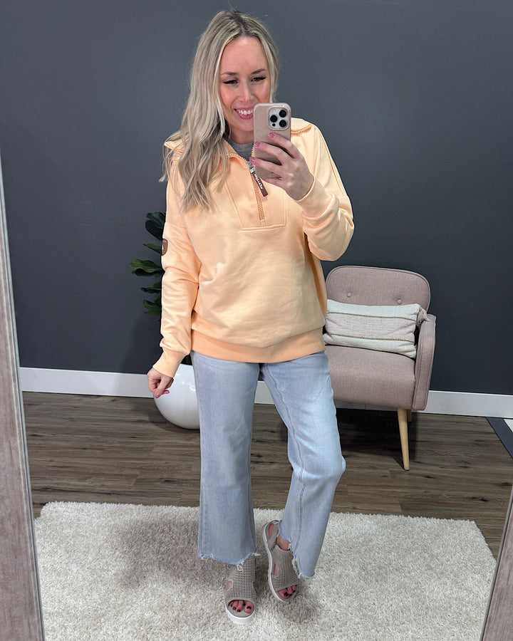 NEW! Wanakome Padma Half Zip Sweatshirt - Peach Wanakome