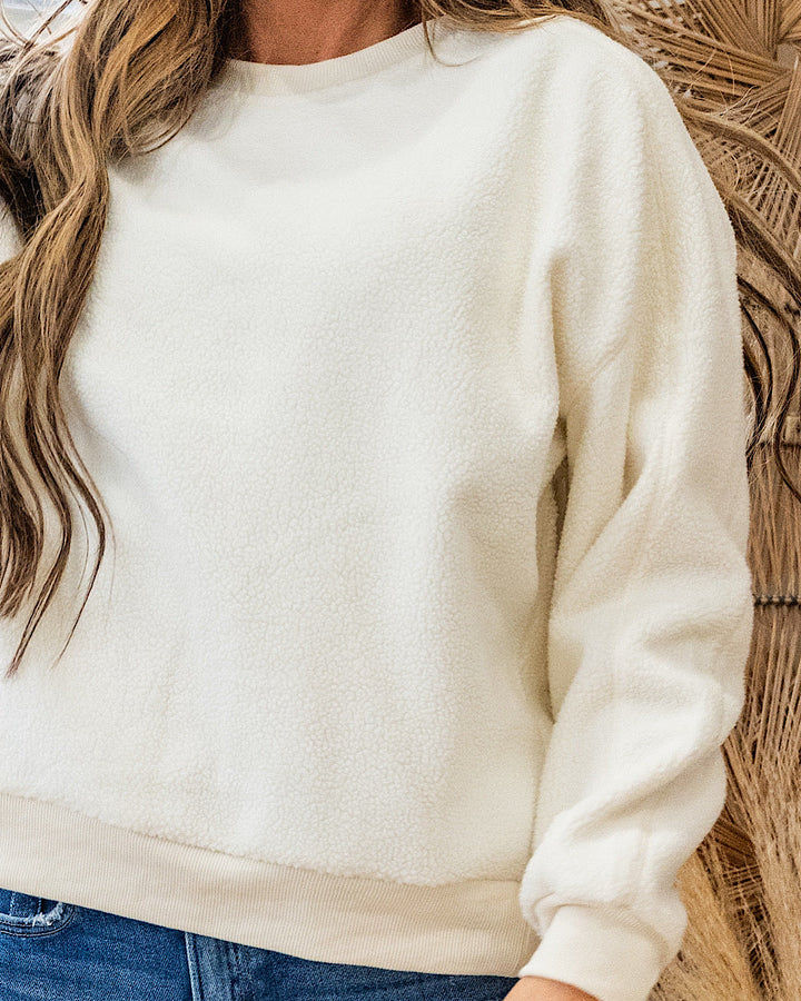 NEW! Della Cozy Fleece Pullover - Cream Staccato