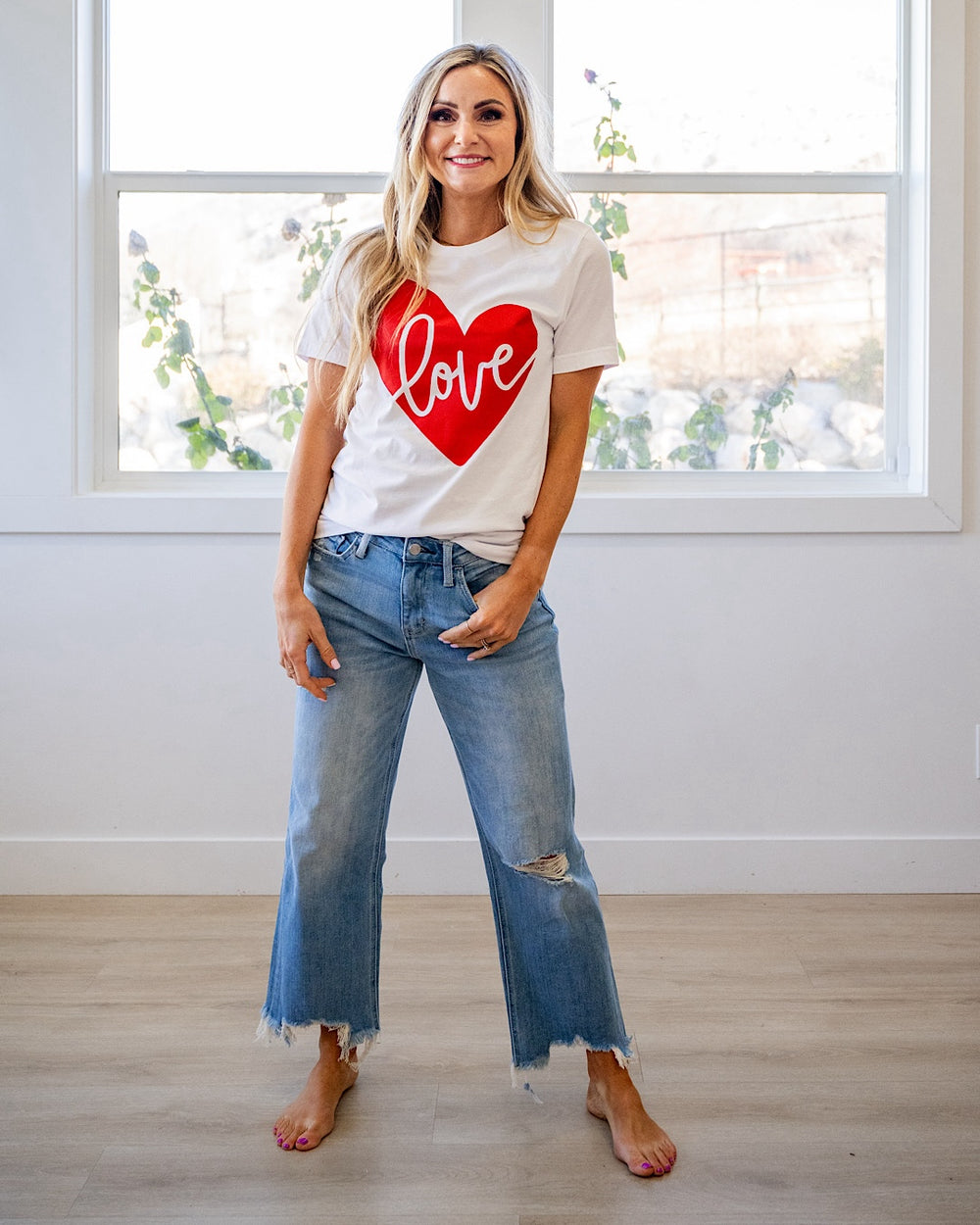 NEW! Love Red Heart White Tee Kissed Apparel
